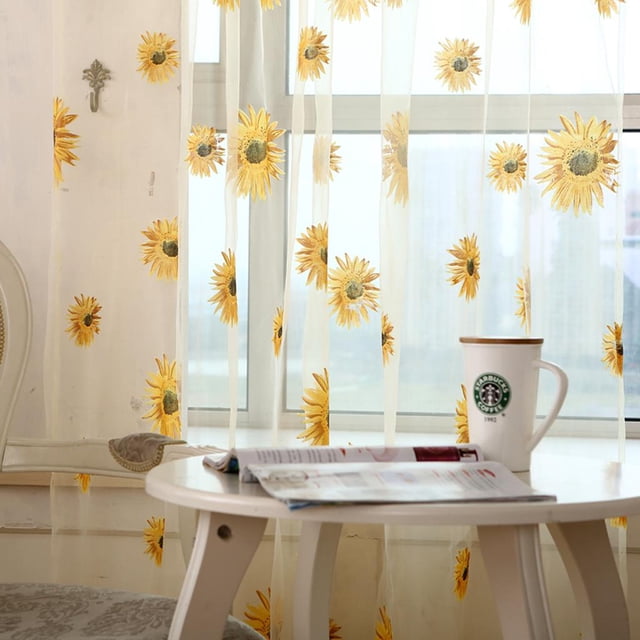 Cortina Voile Poliéster Cortina Cenefa Decoraciones para Interiores - Amarillo perfecl Panel de cortina de voile transparente