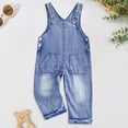 thumbnail image 2 of mgoYE Toddler Baby Boy Girl Denim Jean Bib Overalls Suspender Pants Spring Fall Outfits(Light Blue,12-18 Months), 2 of 7