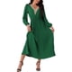 thumbnail image 2 of Vestido midi plisado fluido de manga larga con cuello en V y cinturón para mujer INSPIRE CHIC 2024 en verde, 2 of 6