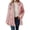 Pink, variant on Women's Double Breasted Turtleneck Coat – Long Sleeve Knit Jacket with Round Neckline