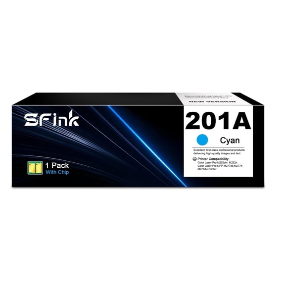 201A CF401A Toner Cartridges 1 Pack Cyan Compatible for HP201A 201X for Color Laserjet Pro MFP M277dw M252dw M277n M277c6 M252n M277 Printer