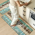 thumbnail image 6 of MeyJey Farmhouse Kitchen Rug Set of 2, Non-Slip Anti-Fatigue Waterproof Cushioned Mat for Kitchen, Dining & Laundry Room, 18"x30"+18"x48" Teal/Brown, 6 of 11