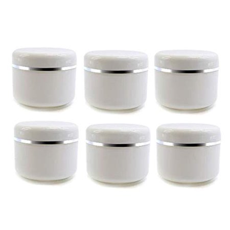 6Pcs Empty Refillable Travel Cosmetic Cream bottles - PP Plastic White Sample Packing Makeup Face Cream Eye Cream Ointment Storage Container Vial Jar Pot(20g/0.67oz)