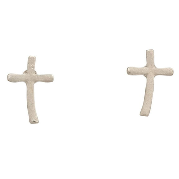 Women's Silver Stud Buds Cross Earrings by Howard's