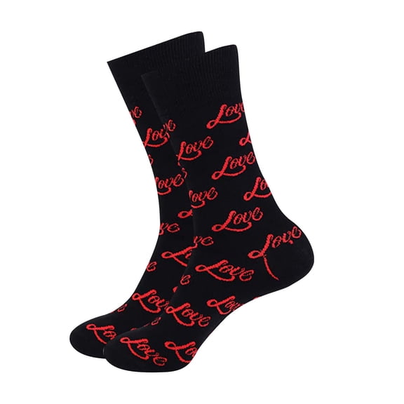 Stocking Stuffers for Women Valentines Day Socks Heart Lips Pattern Cotton Crew Socks for Couples Funny Novelty His And Hers Stockings