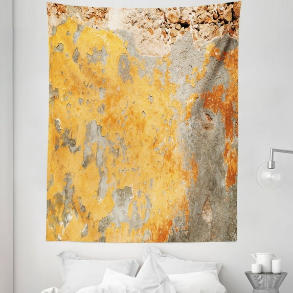 Rust Color Tapestry, Grunge Look Surface Close up Photo Dirty Ancient Antique Vintage, Fabric Wall Hanging Decor for Bedroom Living Room Dorm, 5 Sizes, Pale Orange Dust Ginger, by Ambesonne