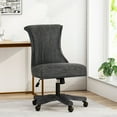 thumbnail image 2 of GDF Studio Andrea Contemporary Upholstered Roll Back Swivel Office Chair, Charcoal Fabric and Weathered Gray, 2 of 11