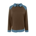 thumbnail image 4 of YMNXA Womens Denim Sweatshirt Long Sleeve Lapel Patchwork Comfortable Fashion Pullover Top For Daily Wear Coffee L, 4 of 5
