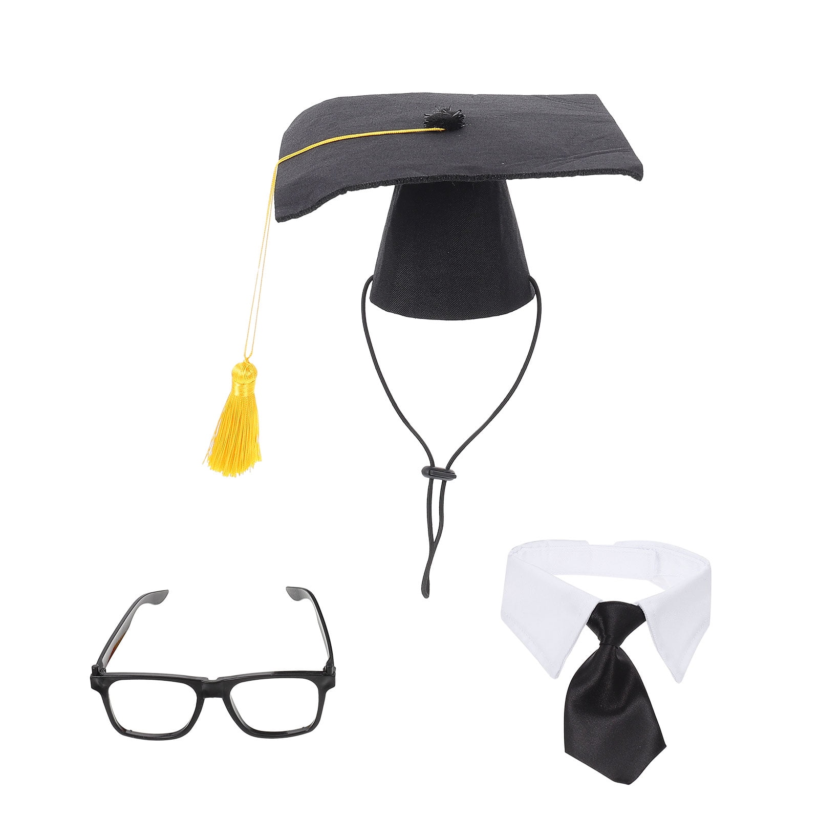 Phenofice Pet Graduation Cap Costume Set Black Grad Hat for Dog and Cat with Tie and Glasses Graduation Party Photo Prop Outfit