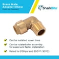 thumbnail image 4 of Codo adaptador macho SharkBite de latón de 90°, 1/2 pulgada, 4 of 5