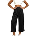thumbnail image 5 of Bloomae Capri Pants for Women Wide Leg High Waisted Pleated Dress Pants Business Casual Capris Work Office Cropped Slacks Trousers with Pockets, 5 of 8