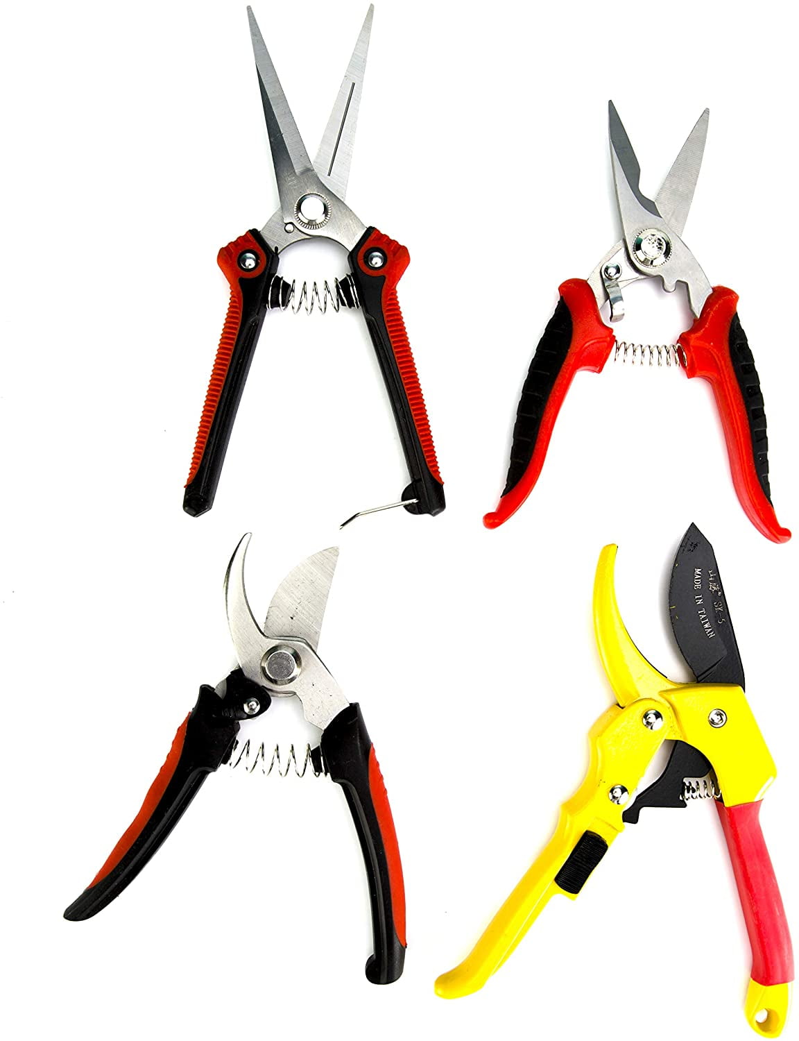 KOTTO Pruning Shears Set, Stainless Steel Bypass Garden Clippers, Professional Hand Pruner Kit with Storage Bag, 4 Pack