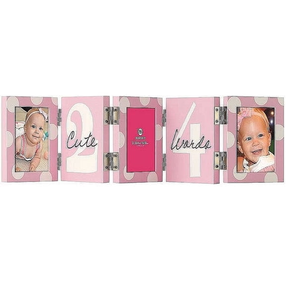 2-Cute-4-Words Hinged 3-opening Pink frame by Burnes