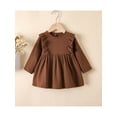 thumbnail image 2 of xiaxaixu Robe d'Automne pour Filles, Couleur Unie Col Rond à Volants Manches Longues, 2 of 8