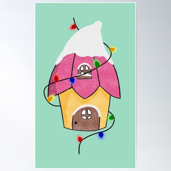 Snow-Covered Fairy House Poster Wall Art, Modern Wall Decor For Living Room Bedroom, 16x24 UNFRAMED