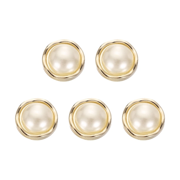 Uxcell 5 piezas 24L botones de perlas falsas doradas de 15 mm 5/8" botones redondos de plástico para reemplazo de costura, sujetadores para abrigos, ropa, decoración de bricolaje y manualidades #10
