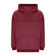 thumbnail image 4 of Fmbrln Womens Trendy Oversized Hoodie Fall Winter Fashion Long Sleeve Solid Hooded Sweatshirts Loose Comfy Workout Pullover Tops with Pockets Wine M, 4 of 5