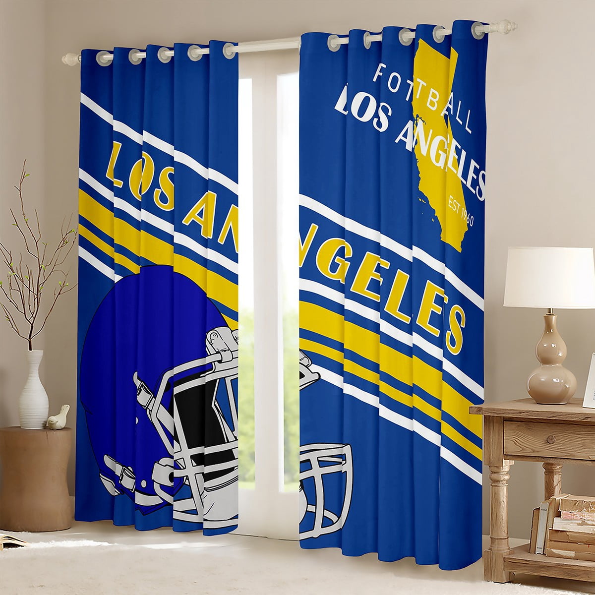 Erosebridal Sport Footabll Curtains Pack of 2 (42x63),Ball Game 30%-50% Black Out Curtains,Teenager Bedroom Decor(Los Angeles)