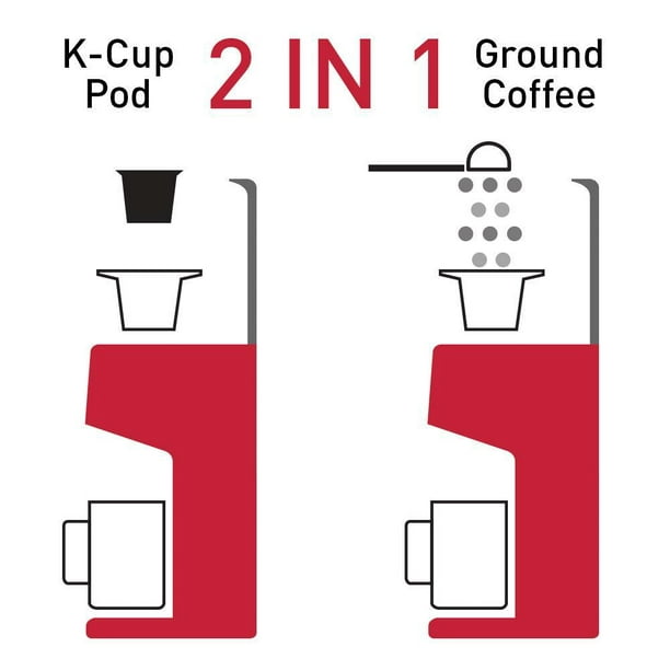 Cafetière à dosettes K-Cup à service unique, machine à café 2 en 1  compatible avec le sol et la capsule 