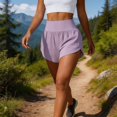 thumbnail image 2 of High Rise Women Exercise Shorts Double Layer Athletic Running Shorts with Inner Short for Gym Practice and Warm Weather, 2 of 10
