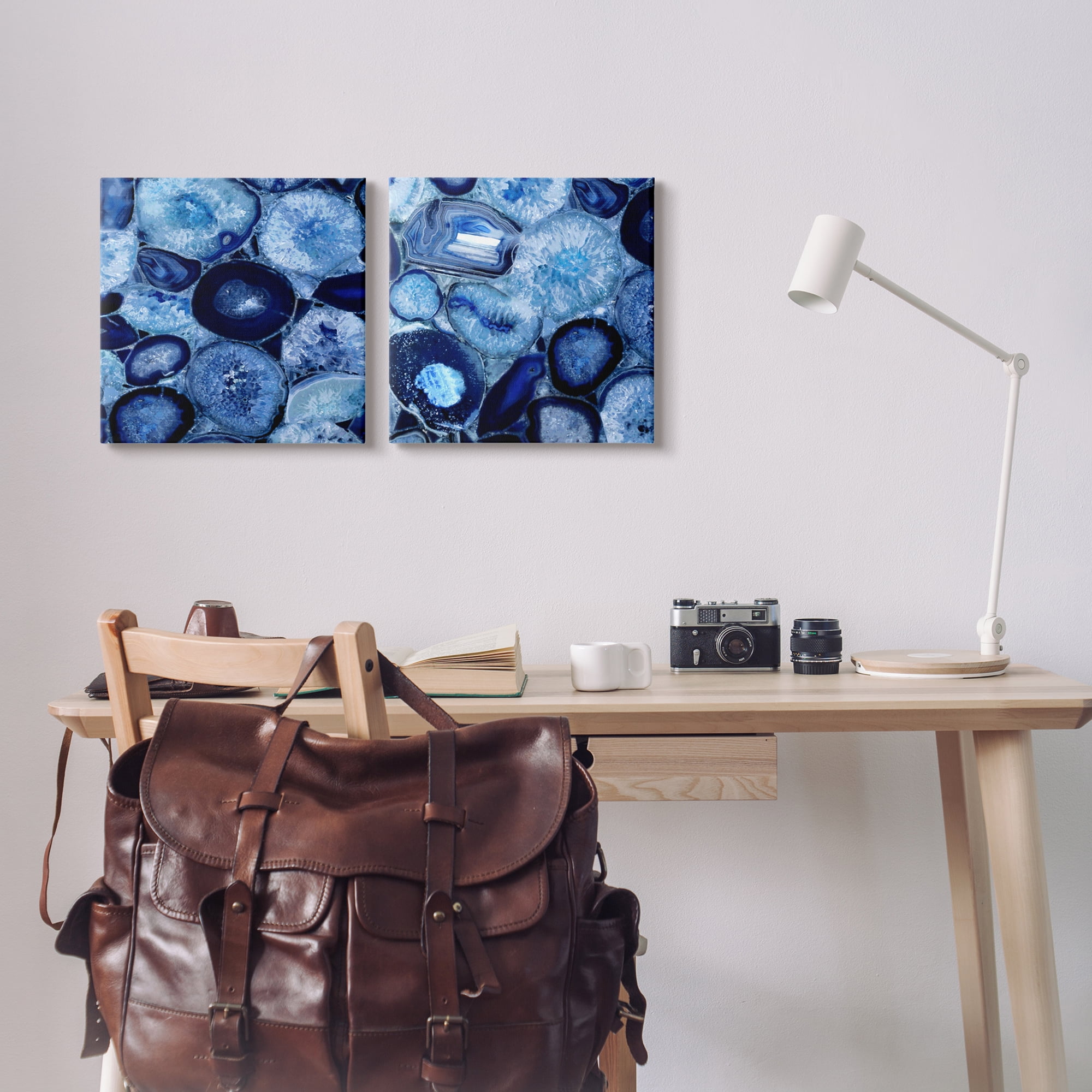 Stupell Contemporary Blue Agate Geodes Abstract Photography Gallery Wrapped Canvas Print Wall Art, Set of 2