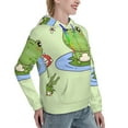 thumbnail image 6 of Picia Frog Amanita Mushroom Pattern Casual Women's Hoodie, Hooded Sweatshirt with Kangaroo Pocket, Comfortable Pullover with Eye-catching Drawstrings-Small, 6 of 7