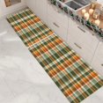thumbnail image 4 of Farmhouse Orange Green Brown Plaid Kitchen Mat Set of 2, Non Slip Absorbent Washable Kitchen Rugs 17"x28" and 17"x48", Low Profile Runner Rug for Kitchen Sink Laundry Room, Rustic Decor, 4 of 6