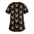 thumbnail image 4 of Garbnen Christmas Scrub Tops Women Plus Size V Neck Short Sleeve Womens Tops Trendy Holiday Print Nurse Uniform with Pockets S-5XL, 4 of 4