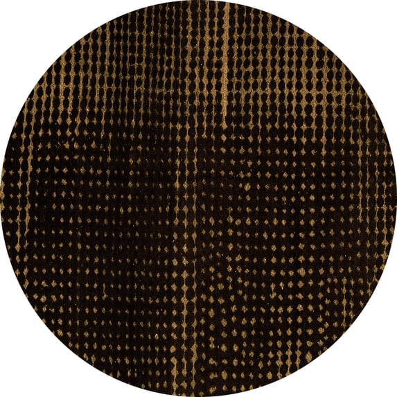Ahgly Company Indoor Round Abstract Orange Modern Area Rugs, 4' Round