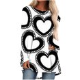 thumbnail image 2 of Lilgiuy Women's Fashion Valentine's Day Printed Round Neck Pleated Button Long Sleeve Women's Top for Leggings Modern Fit, 2 of 5