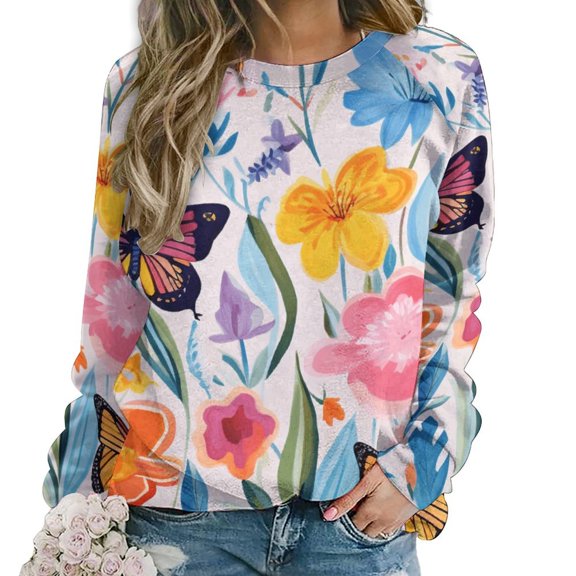 Watercolor Butterfly Mom Sweatshirt For Women Long Sleeve Pullover