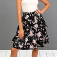 thumbnail image 3 of Skirts for Women Floral Chiffon A Line Ruffle Hem Flowy Mini Skirt (Black S), 3 of 8