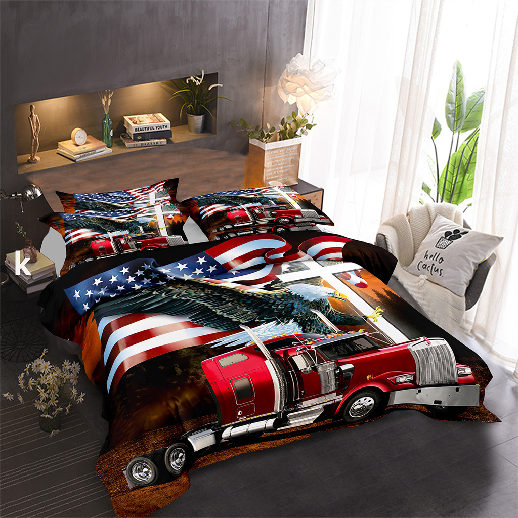 Bedding Twin Full Queen King Size American Flag Comforter Bed Set 3pcs