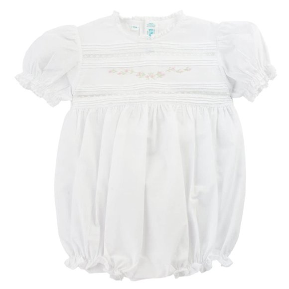 Feltman Brothers Infant Girls White & Pink Bubble Outfit Lace Trim 12 Months
