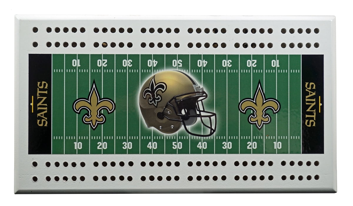 New Orleans Football Classic 2 Track Wooden Field Shaped Cribbage Board