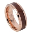 thumbnail image 2 of Men Women Tungsten Carbide Wedding Band Ring 8mm Comfort Fit Beveled Edge Hawaiian Koa Wood Inlay Tungsten Ring, 2 of 3