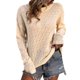 thumbnail image 1 of Mujer Suéteres De Ganchillo De Manga Larga Jersey De Punto Ahueca Hacia Fuera La Parte Superior De Cuello Redondo Para El Trabajo De Citas Beige XL, 1 of 6