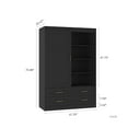 thumbnail image 6 of PAPROOS Wooden Armoire Wardrobe Closet with 4 Drawers and Hanging Rod, Clothing Storage Cabinet with Shelves, Sturdy Freestanding Modern Bedroom Clothing Armoires, Black, 6 of 8