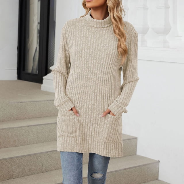 TINZ Nouveau Chandail à Demi-Col Roulé à Manches Longues pour Femmes avec Poche Ample, Chandail en Molleton à Manches Longues en Gelée pour Hommes, Chandail d'Hiver