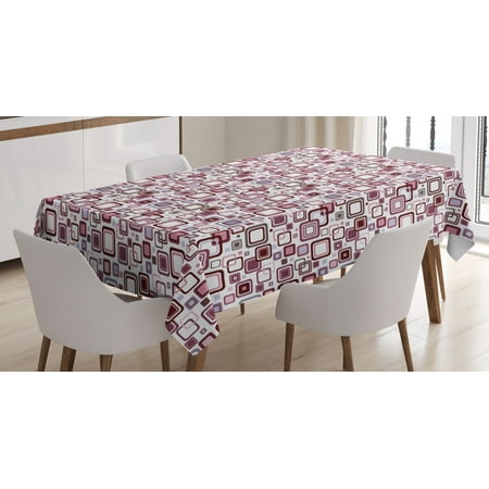 

Geometric Tablecloth Big Small Squares Retro Pattern Geometric Design Rectangular Table Cover for Dining Room Kitchen 60 X 84 Inches Antique Fuchsia Purplegrey Chesnut Brown by Ambesonne
