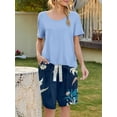 thumbnail image 4 of Loritta Lounge Set for Women 2 Piece Outfits Short Sleeve Round Neck Pjs Sleepwear, 4 of 5