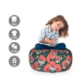 thumbnail image 2 of Floral Storage Toy Bag Chair, Digitally Generated Poppies Forest Items, Stuffed Animal Organizer Washable Bag, Large Size, Hunter Green Coral, by Ambesonne, 2 of 3