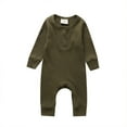 thumbnail image 1 of Qiylii Baby Boy Girl Button Romper One Piece Solid Color Knit Ribbed Jumpsuit, 1 of 3