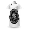 thumbnail image 3 of Celtic Dragon Apron, Triple Horns of Odin Scandinavian Myth Round Ornaments, Unisex Kitchen Bib with Adjustable Neck for Cooking Gardening, Adult Size, Charcoal Grey and White, by Ambesonne, 3 of 4