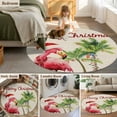 thumbnail image 6 of Christmas Flamingos Round Area Rug 4 FT, Non Slip Indoor Outdoor Rug, Xmas Balls Tree Rustic Washable Soft Circular Carpet Non-Shedding Floor Mat for Coffee Table Nursery Foyer Balcony, 6 of 9