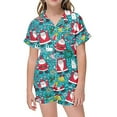 thumbnail image 3 of WEAIXIMIUNG Ensemble de Pyjama Décontracté pour Enfants de Noël Imprimé, Chemise à Col Boutonnée à Manches Courtes et Short 8-9 Ans, 3 of 5