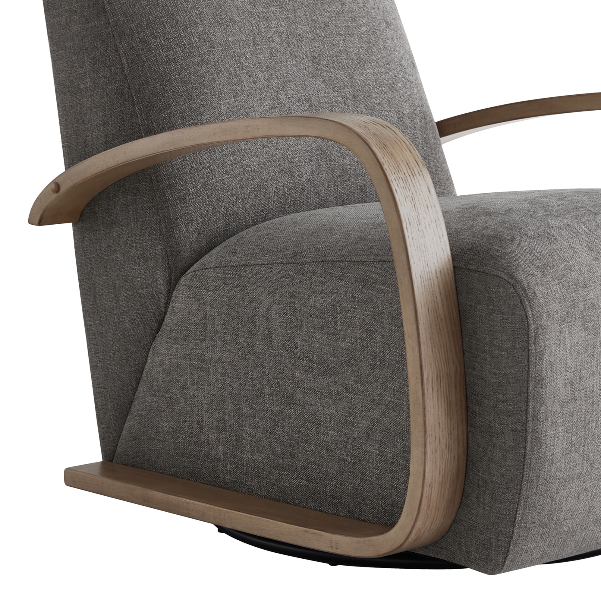 Spruce & Spring Modern Swivel Accent Chair with U-Shaped Wood Arms Single, Fossil Grey&Grey Wood