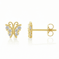 thumbnail image 5 of VINALI 14K Solid Yellow Gold Womans CZ Small Butterfly Stud Earrings - 0.22in, 5 of 6