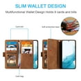 thumbnail image 3 of Wallet Case for Samsung Galaxy S22 Plus (S22+),Dteck Retro 9 Card Holder Slots Zipper Pocket Handbag Case PU Leather Magnetic Closure Kickstand with Wrist Strap TPU Shockproof Flip Case,Brown, 3 of 8