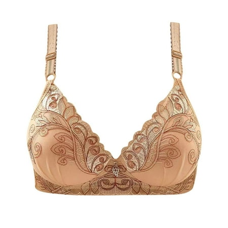 HYSYSB Push Up Bras balconette Bras for Women daisy Bra compression Bra high Support Bras for Strap Full Coverage Up Bras No Underwire Wireless Bras comfortable Sports Bras for Women Beige 34